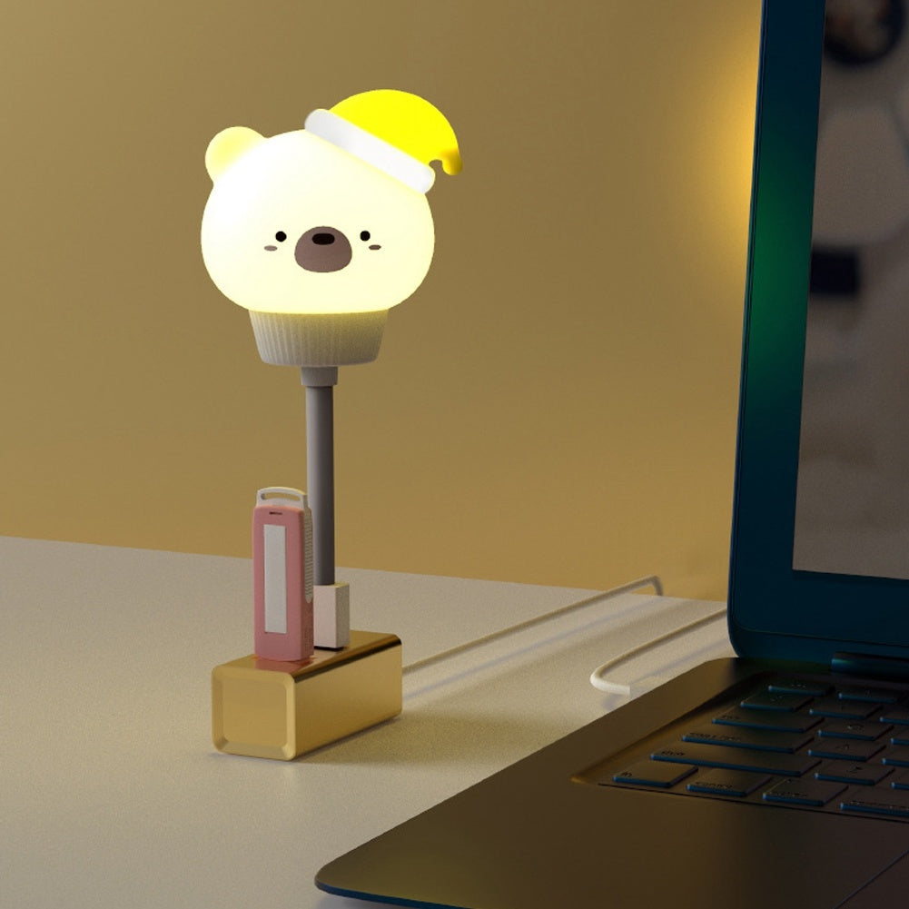 Cute Animal Shaped Night Light USB LED Soft Cartoon Baby Nursery Sleeping Lamp Kid GiftWhite Bear 16cm