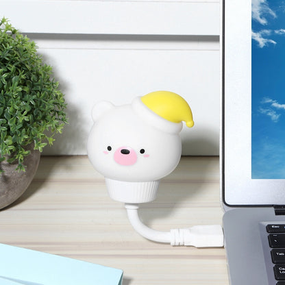 Cute Animal Shaped Night Light USB LED Soft Cartoon Baby Nursery Sleeping Lamp Kid GiftWhite Bear 16cm