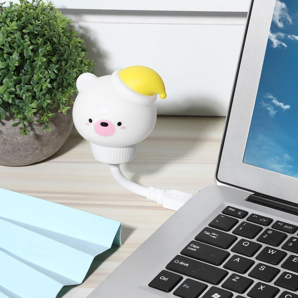 Cute Animal Shaped Night Light USB LED Soft Cartoon Baby Nursery Sleeping Lamp Kid GiftWhite Bear 16cm