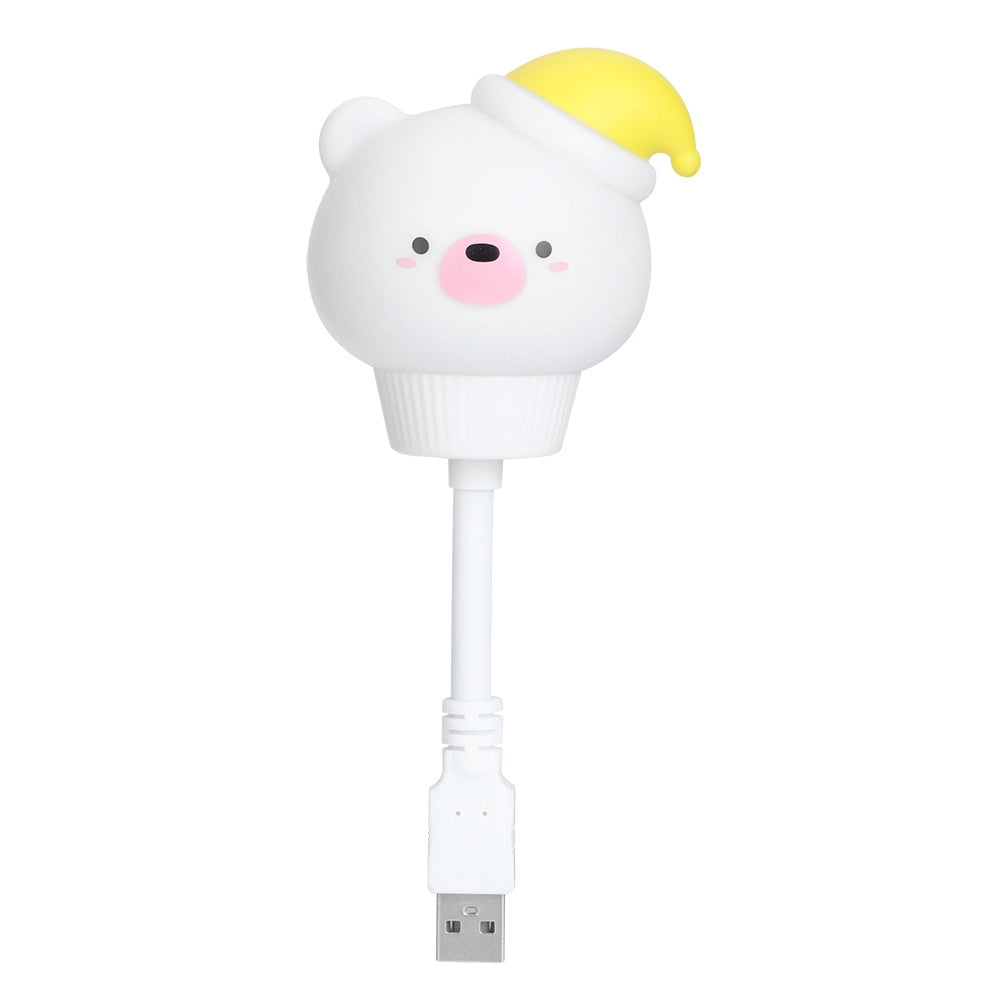 Cute Animal Shaped Night Light USB LED Soft Cartoon Baby Nursery Sleeping Lamp Kid GiftWhite Bear 16cm