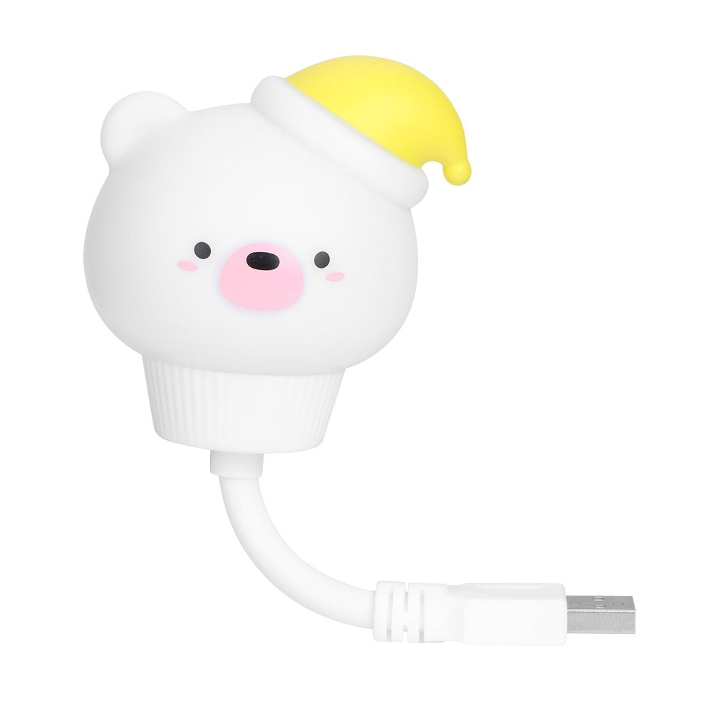 Cute Animal Shaped Night Light USB LED Soft Cartoon Baby Nursery Sleeping Lamp Kid GiftWhite Bear 16cm