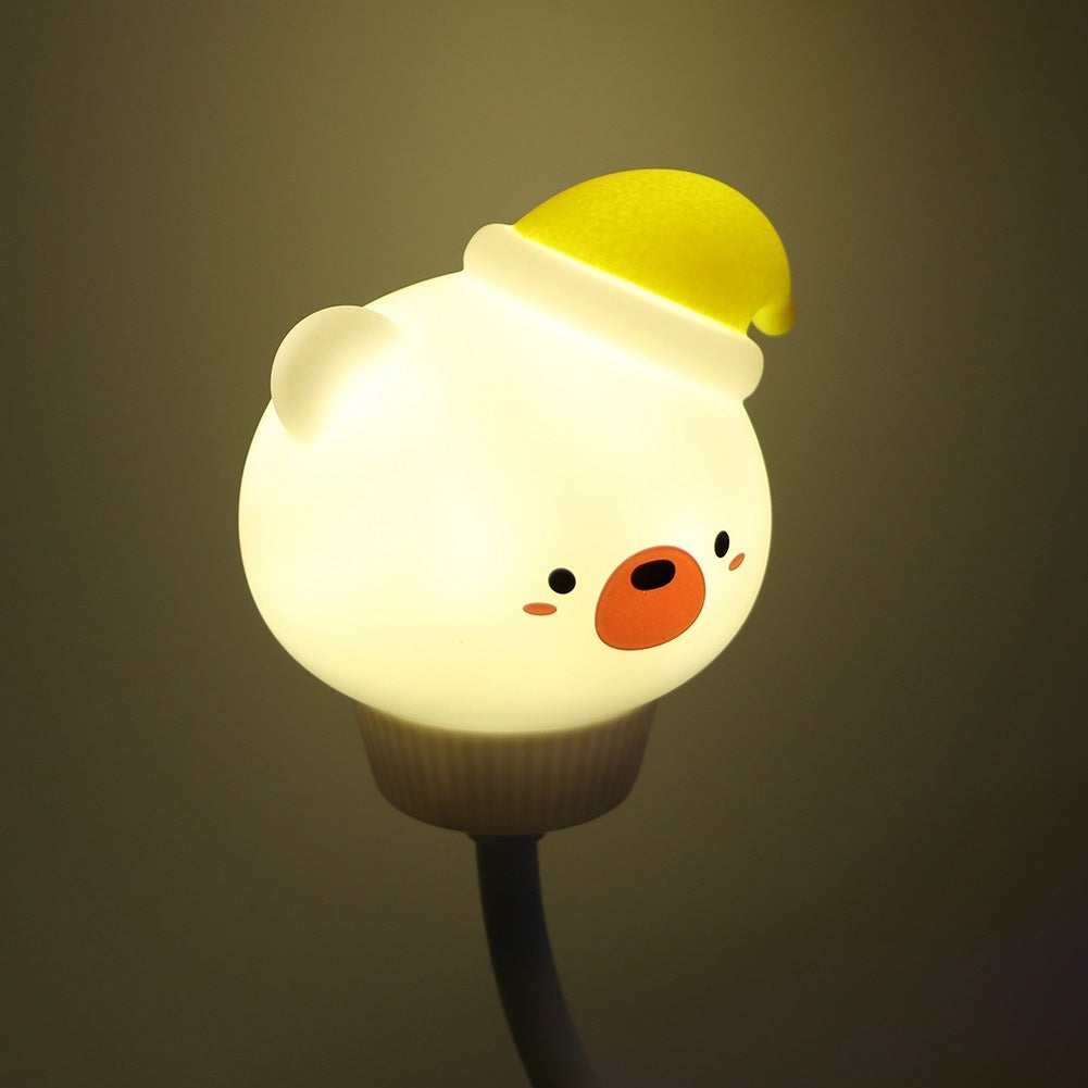 Cute Animal Shaped Night Light USB LED Soft Cartoon Baby Nursery Sleeping Lamp Kid GiftWhite Bear 16cm